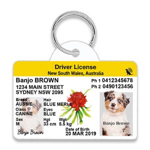 New South Wales Driver License Custom Pet ID Tags - Personalized Dog Tags - Unique Handmade Durable ID Tags for Dogs and Cats