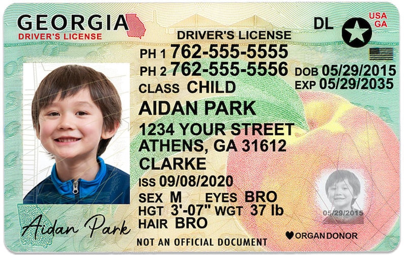 Kid Driver License for Children Under 12 Child ID Etsy