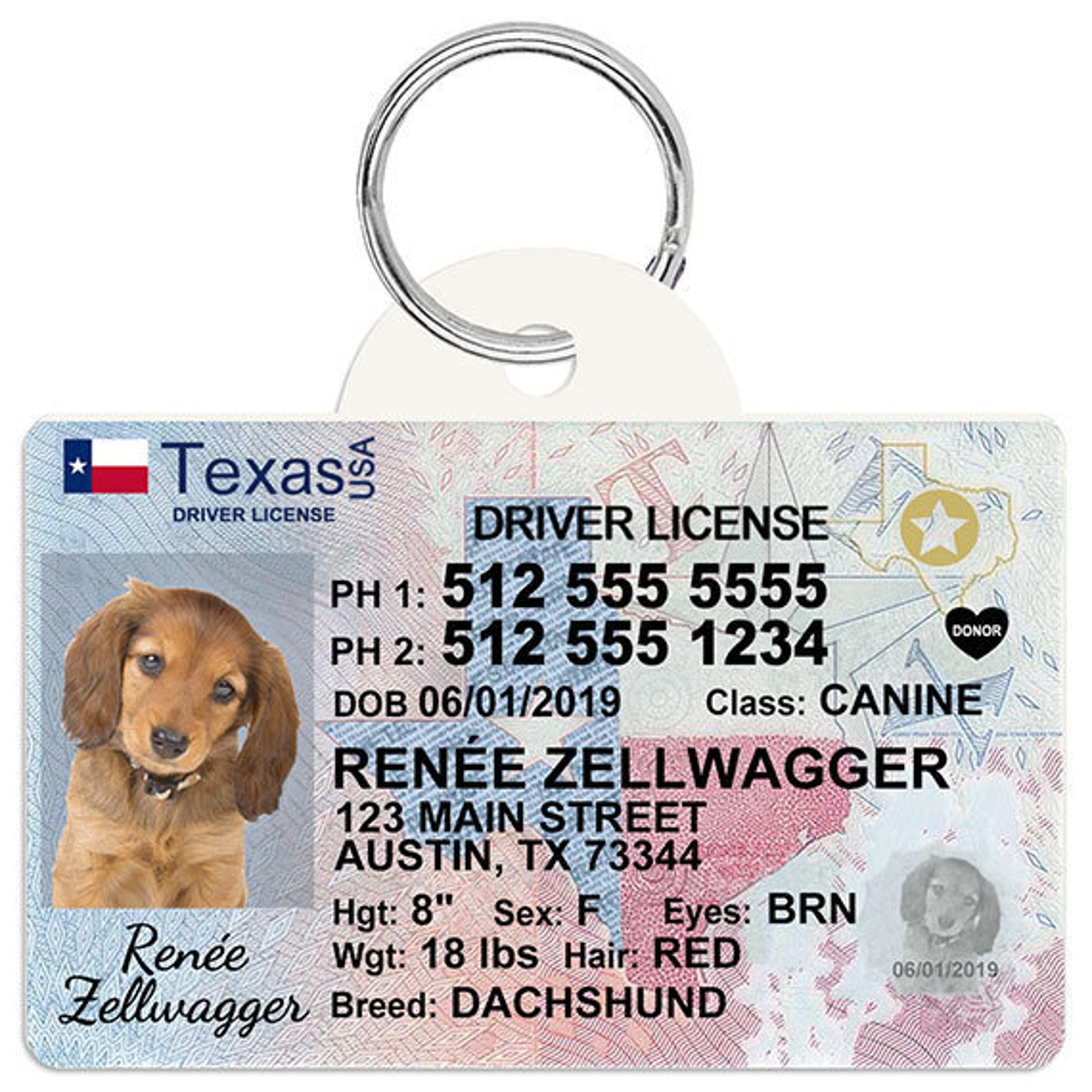 Texas Driver License Custom Pet ID Tags Personalized Dog Etsy