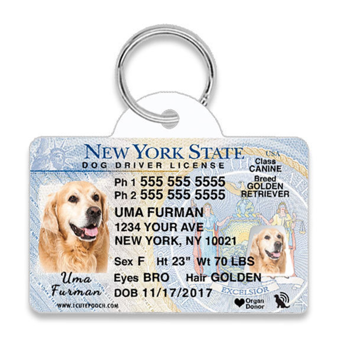 New York Driver License Custom Pet ID Tags Personalized Dog Etsy