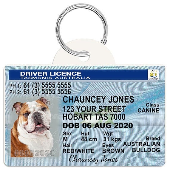 Tasmania Australia Driver License Custom Pet ID Tags Etsy