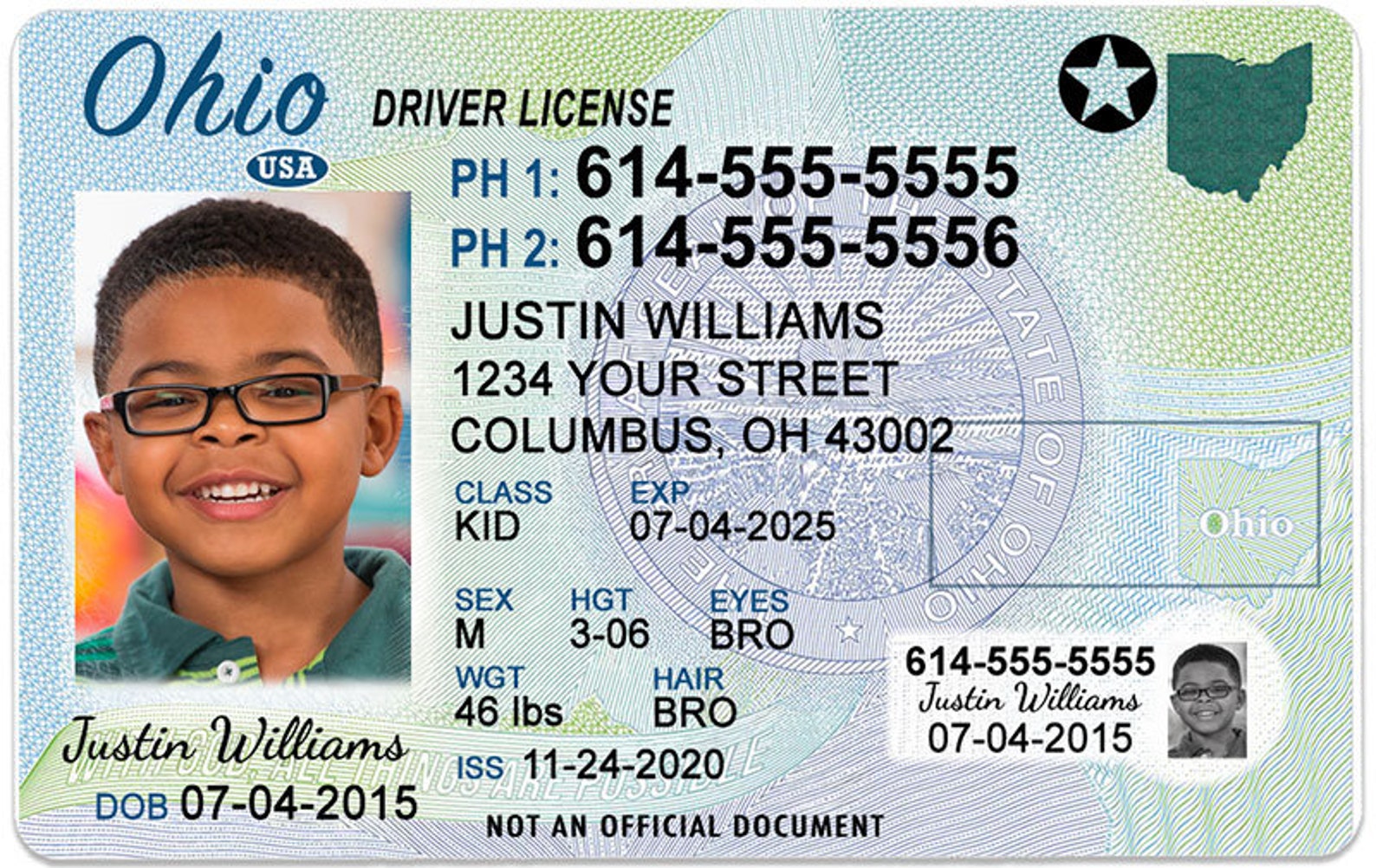 ohio-kid-driver-license-for-children-under-12-child-id-card-etsy