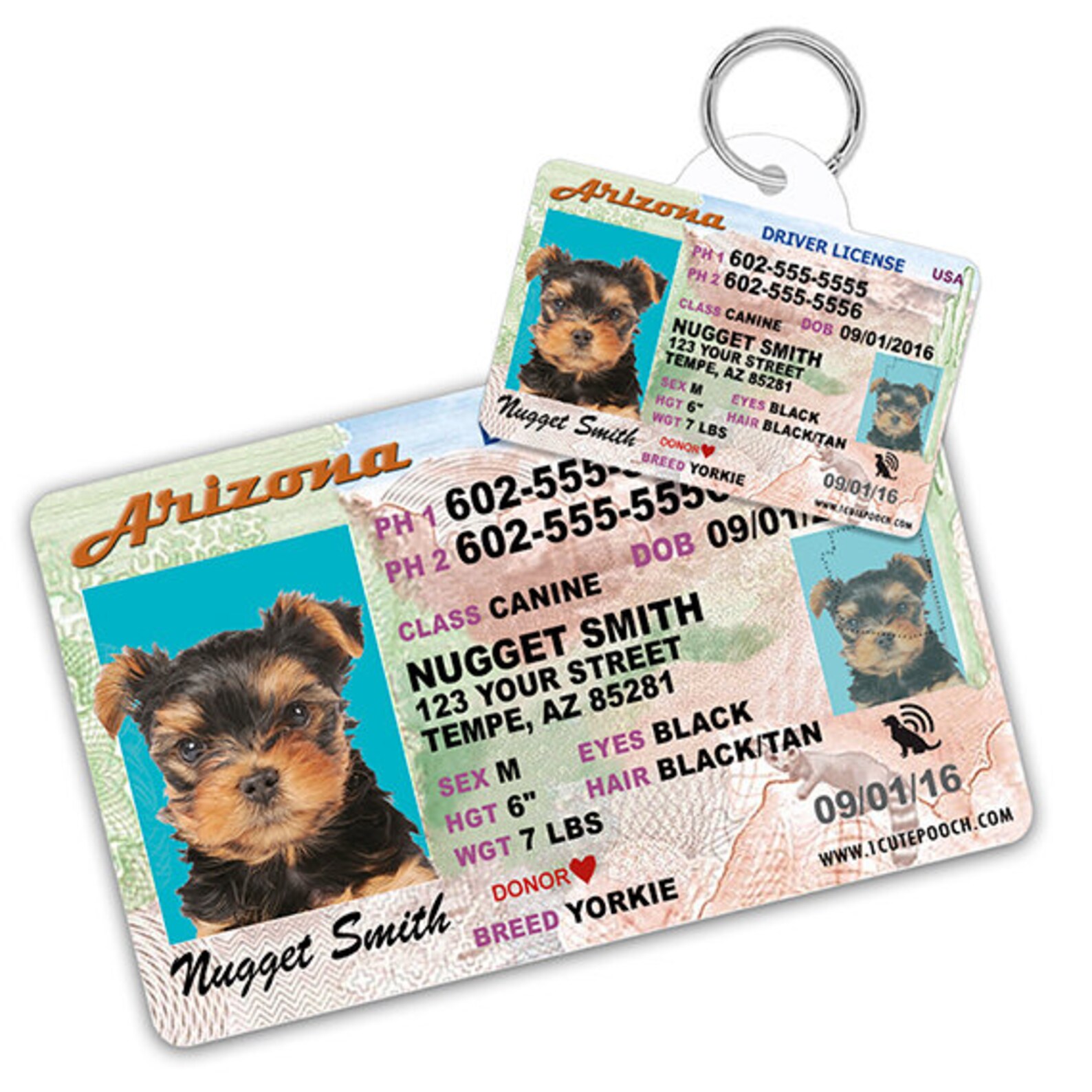 Arizona Driver License Custom Pet ID Tags and Wallet Card Etsy