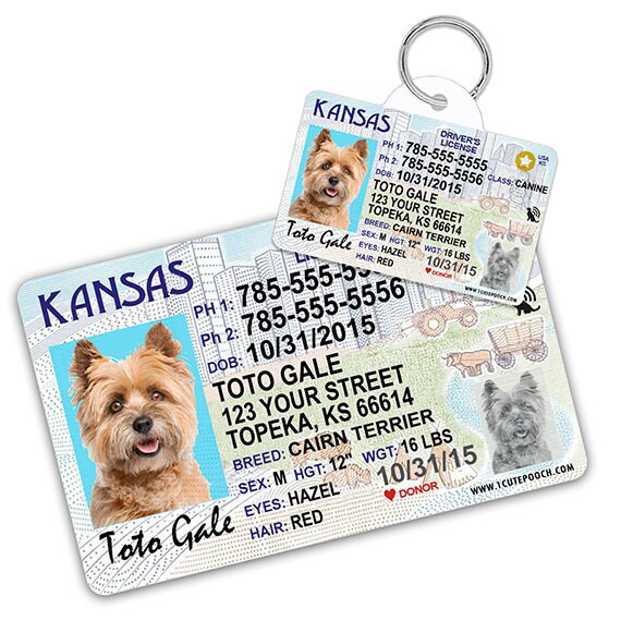 Kansas Driver License Custom Pet ID Tag and Wallet Card Etsy