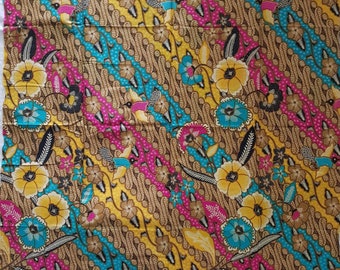 CLEARANCE Indonesian Batik Fabric Parang Floral Bird Phoenix Brown Cotton Java Jogja Bali Sarong Pareo Summer Wrap Boho hand print