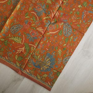 Indonesian Batik hand print floral bird phoenix vintage autumn fall terracotta sarong Cotton java bali traditional sarong asian fabric art