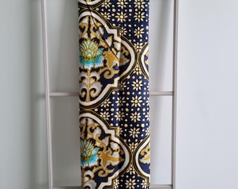 Indonesian Batik fabric Handprint black yellow peony lotus oriental tapestry home decor 100%Cotton java bali asian fabric art english damask