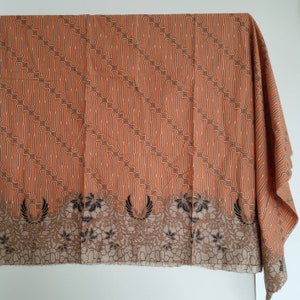 CLEARANCE Indonesian Batik fabric hand print parang motif Cotton java,bali traditional salmon orange peach kebaya sarong asian summer dress