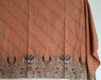 CLEARANCE Indonesian Batik fabric hand print parang motif Cotton java,bali traditional salmon orange peach kebaya sarong asian summer dress