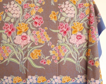 Indonesia batik sarong fabric for kebaya/peranakan 100% cotton hand stamped floral spring ice blue gray pastel flower butterfly oriental