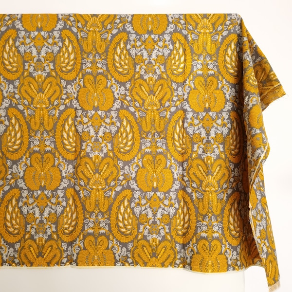 Traditional indonesia printed batik sarong gray gold floral truntum classic Cotton  fabric,javanese batik wall hanging pencak silat