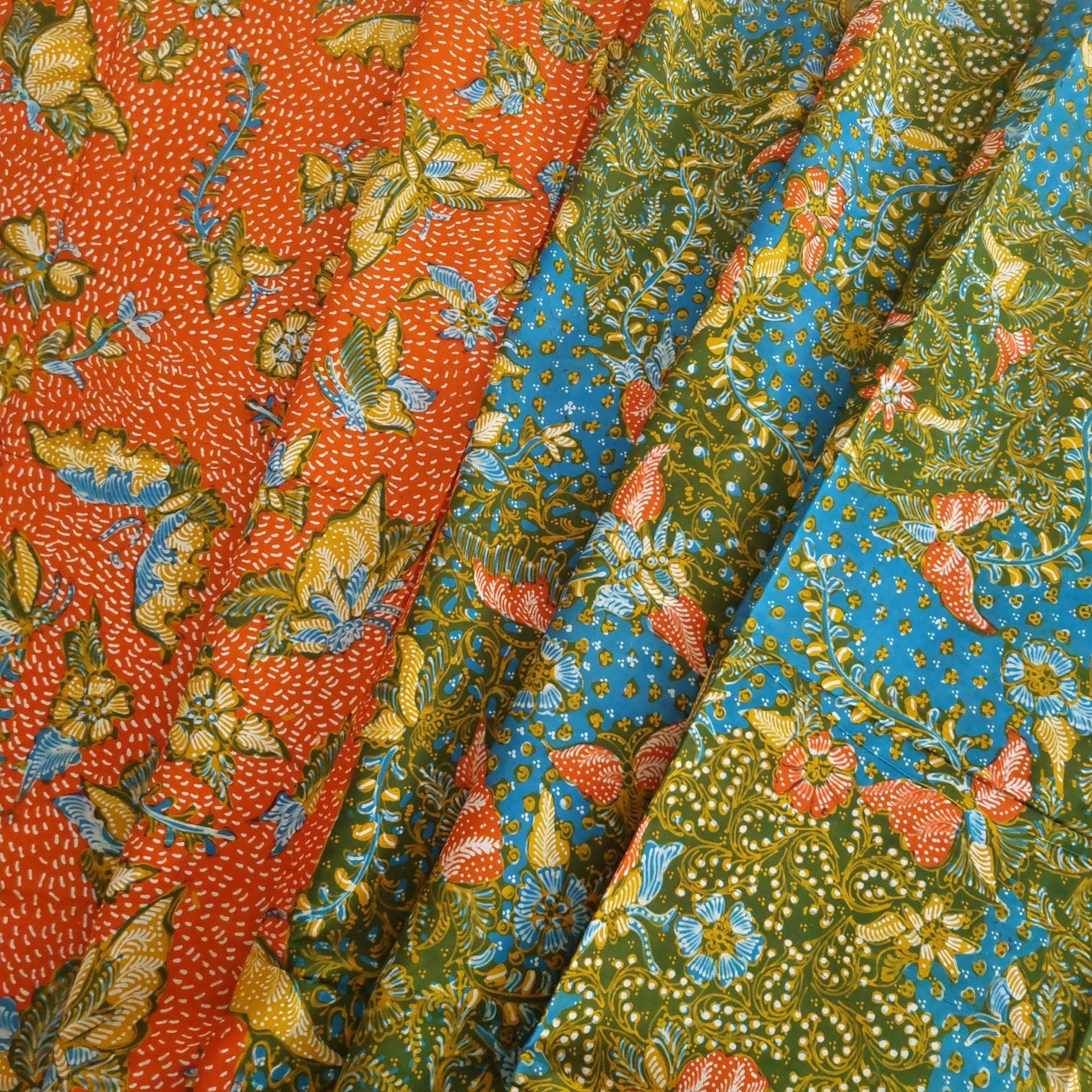 Indonesian Batik Fabric, 100% Cotton, Motif of Combination of Plants and  Insects