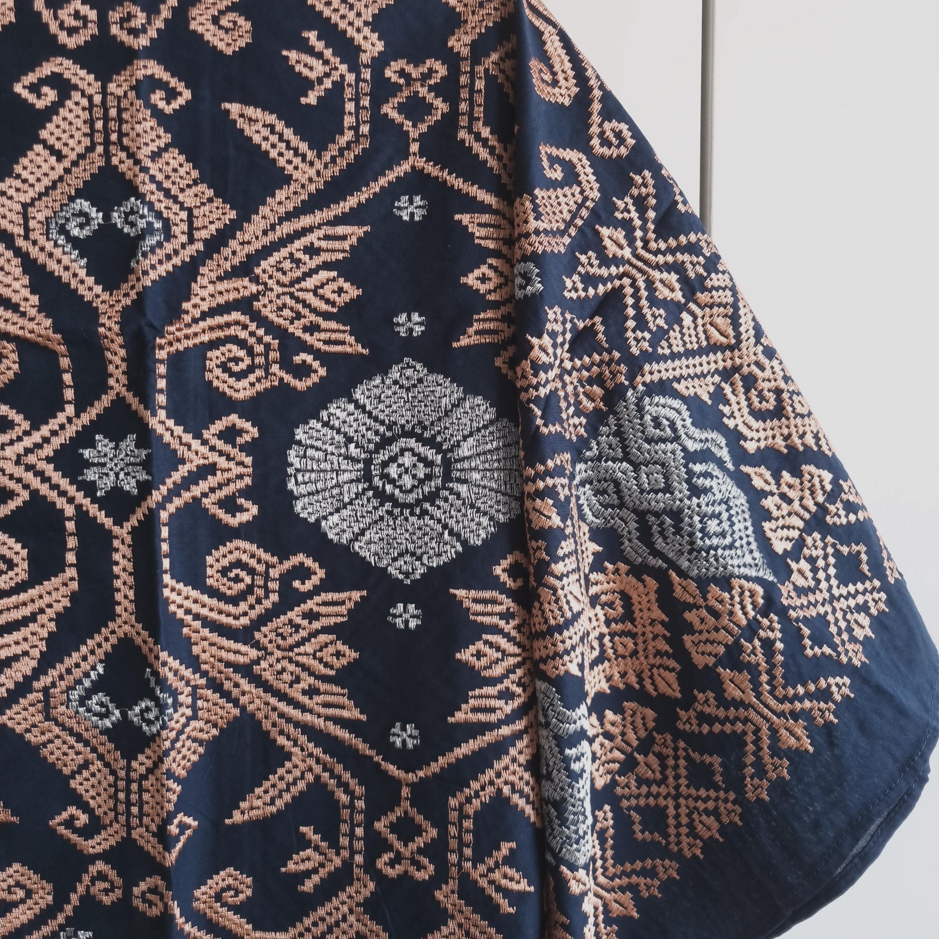 Songket Thread Balinese Songket Ikat Fabric Navy Gold Cotton With Gold Thread ...