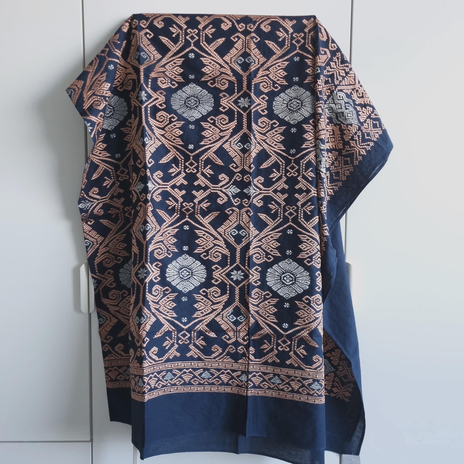 Songket Thread Balinese Songket Ikat Fabric Navy Gold Cotton With Gold Thread ...