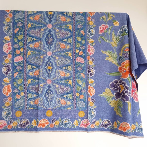 Hand Batiked Large Butterfly Sarongs Black w Blue border Hand Batiked Large Butterfly Sarongs Black w Blue border