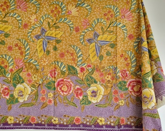 Indonesia Batik tulis hokokai fabric Butterfly roses floral spring pastel peranakan cotton Hand drawn using canting java batik traditional