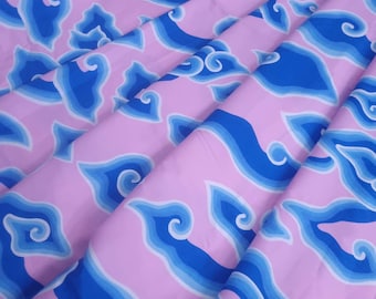 Indonesian printed Batik fabric by meter diy sewing quilt batik wall decoration 100% Cotton cloud mega mendung pink blue cirebon asian art
