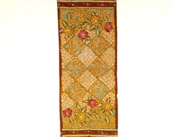Indonesian Batik accesories scarf/wall art/small table runner/gift wrapper fabric/handbag scarf hand drawn batik tulis rose brown  teal