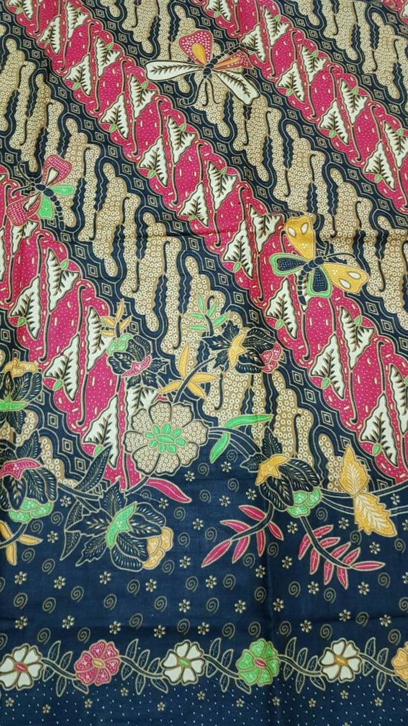  Indon sien  Batik  Brown rose rose papillon libellule tissu  