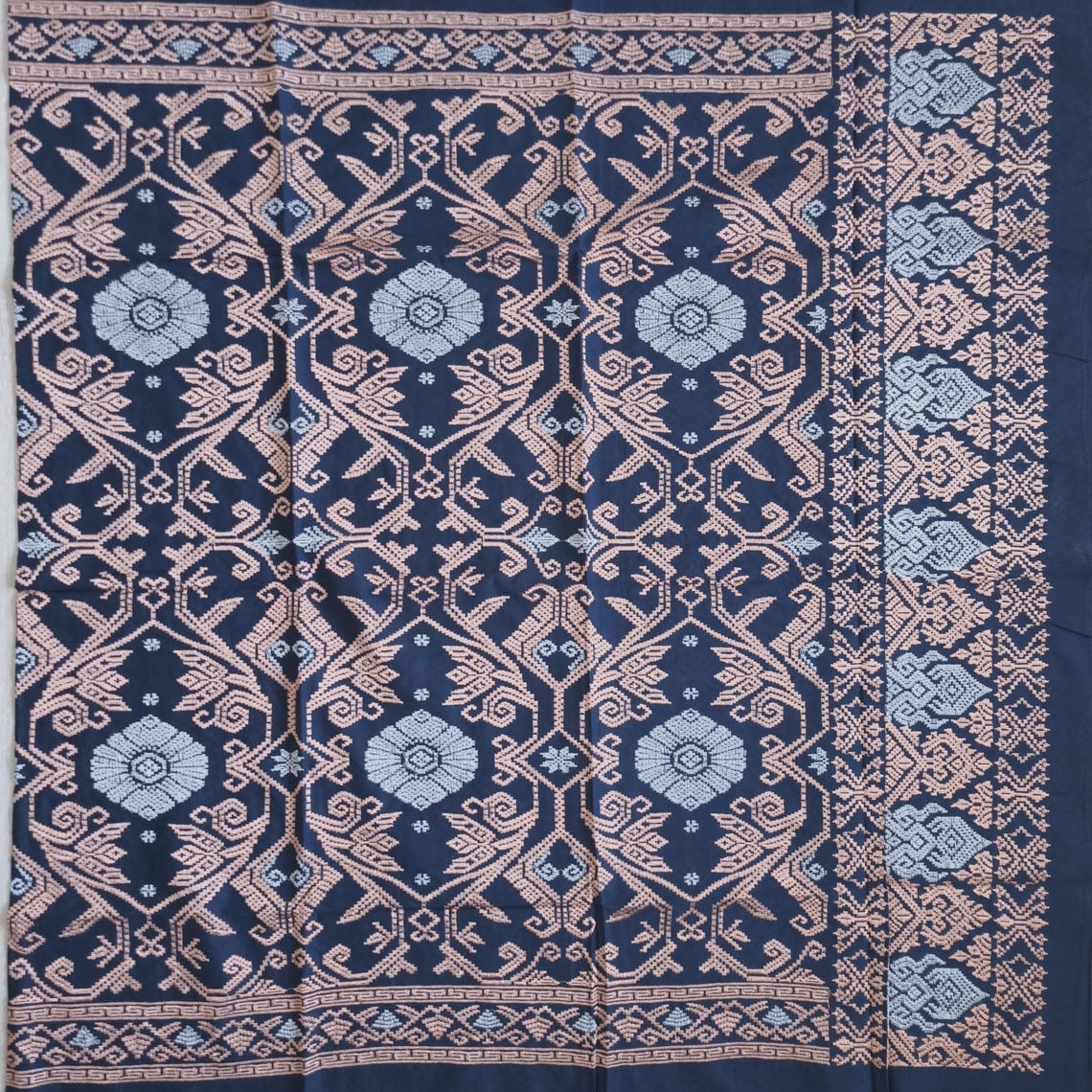 Songket Thread Balinese Songket Ikat Fabric Navy Gold Cotton With Gold Thread ...