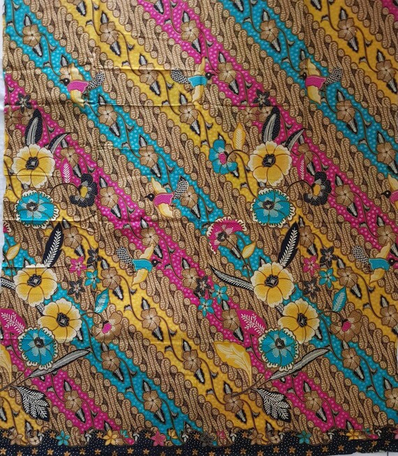 Indonesian Batik print floral peony phoenix birds batik scarf neck warmer rayon see through fabric java bali traditional sarong asian art