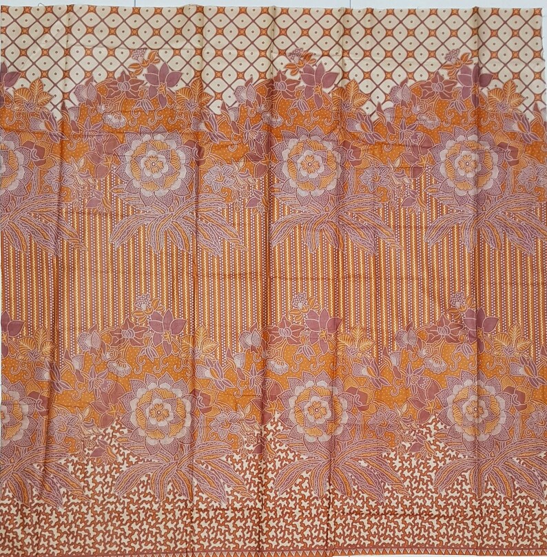 Orange yellow floral Indonesian Batik fabric classic 100 