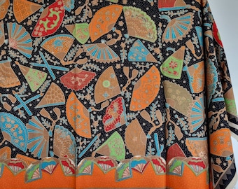 CLEARANCE Indonesian printed Batik Fabric Sarong Pareo, Bali Fan Motif Cotton Blend, Summer Lightweight Fabric by Yard, Brown Batik Textile