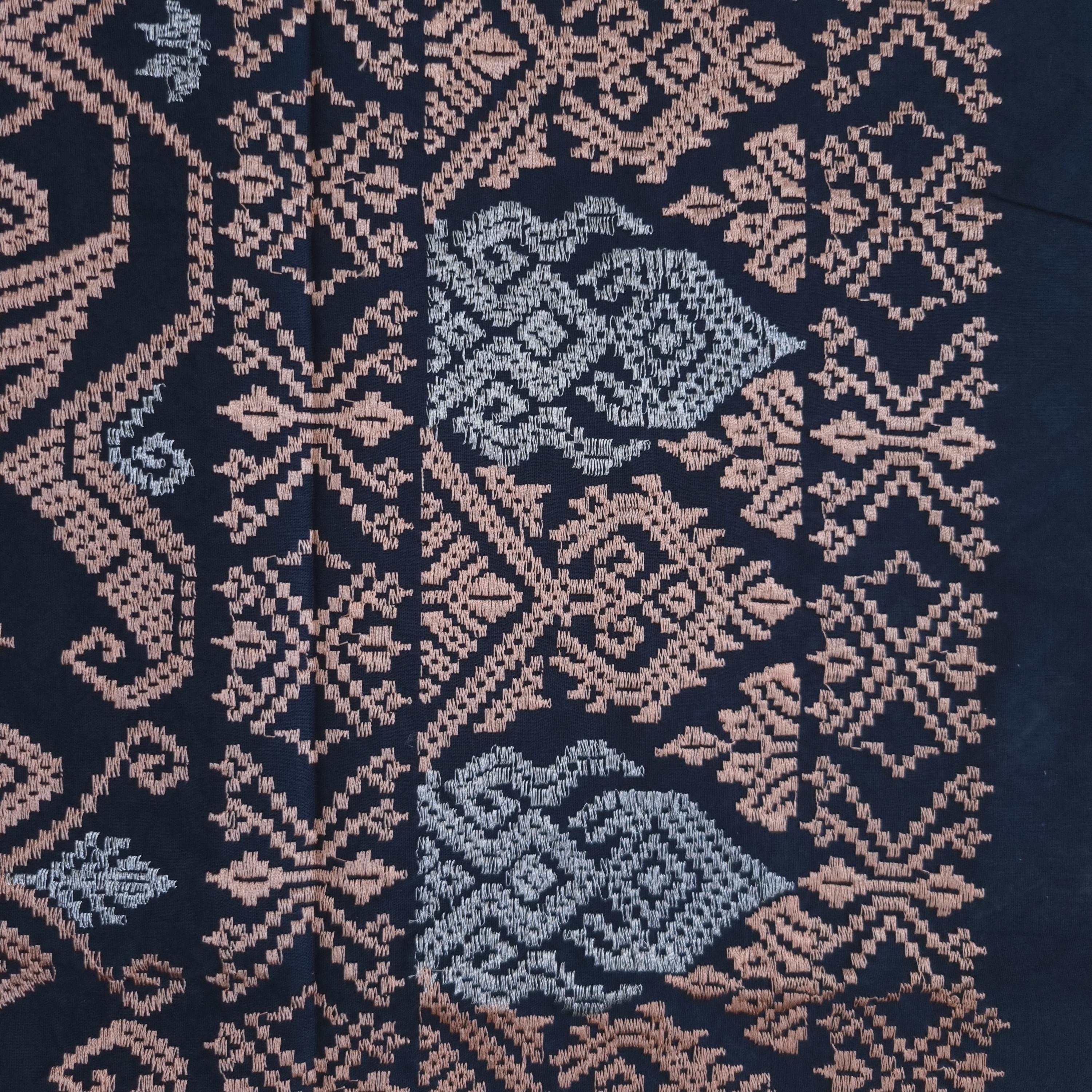 Songket Thread Balinese Songket Ikat Fabric Navy Gold Cotton With Gold Thread ...