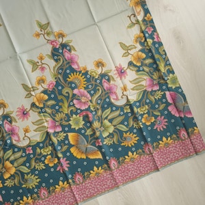 Indonesian Batik fabric sarong for peranakan nyonya kebaya pareo mocha brown pink butterfly floral pattern poly Cotton printed from Java