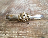 Lotus Cuff Bracelet, Yoga Healing Inspiration Cuff Bracelet, Skinny Bangle Bracelet