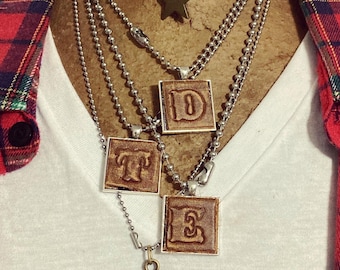 Leather Initial Pendant Necklace, Western Initial Pendant Necklace, Leather Jewelry, Gifts for Cowgirls, Western Jewelry, Cowgirl Necklace