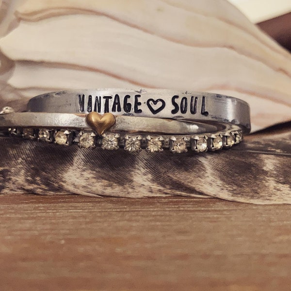 Old Soul Bracelet Cuff, Vintage Soul Bracelet Cuff, Hand stamped Jewelry Bracelet Cuff, Personalized Customized Bracelet Cuff