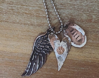 Pet Memorial Necklace, Paw Print Necklace, Loss Of Pet Necklace, Your Wings Were Ready My Heart Was Not