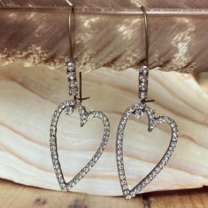 Heart Earrings, Rhinestone Heart Earrings, Love Earrings