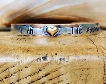 I Am The Storm Bracelet Cuff, Inspirational Cuff Bracelet, Hand Stamped Cuff Bracelet