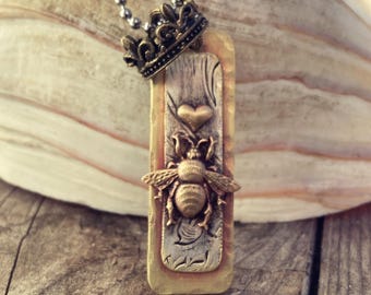 Collar con colgante de abeja reina, collar con colgante de abeja, collar con colgante de abejorro y abeja