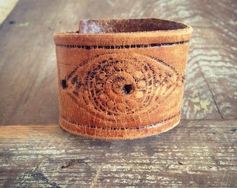 Evil Eye Cuff Bracelet, Leather Cuff Bracelet