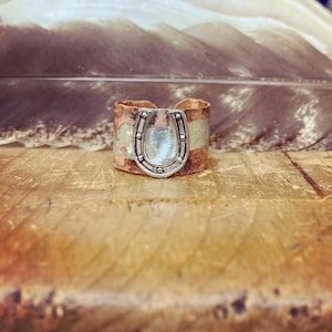 Lucky Horseshoe Ring, Upcycled Handmade Copper Ring