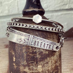 Breathe Bracelet Cuff, Just Breathe Bracelet Cuff, Silverware Flatware Bracelet Cuff