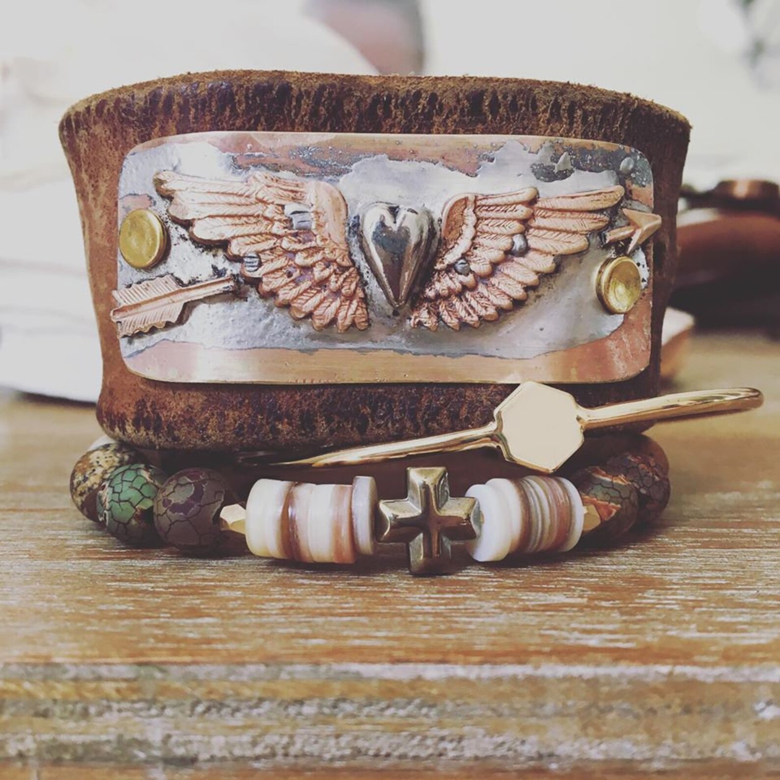 Miranda Lambert Inspired Roots and Wings Leather Cuff Etsy