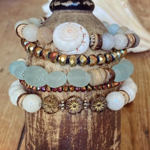 Beach Beaded Bracelets, Bohemian Beaded Bracelets, Metallic Beaded Bracelets, Rustic Beaded Bracelets, Island Girl Beach Beaded Bracelets