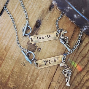 Thelma and Louise Best Friends Stamped Necklaces, Stamped Best Friends Necklaces, Dog Tag Necklace, BFF Necklace