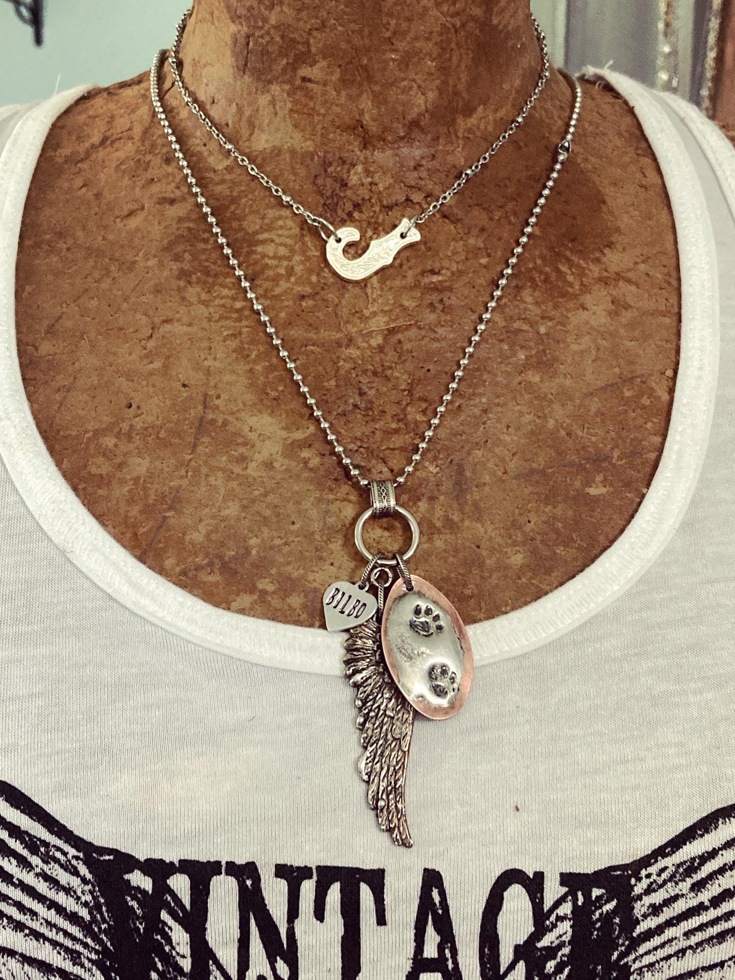 Pet Memorial Necklace, Paw Print Necklace, Loss of Pet Necklace - Etsy