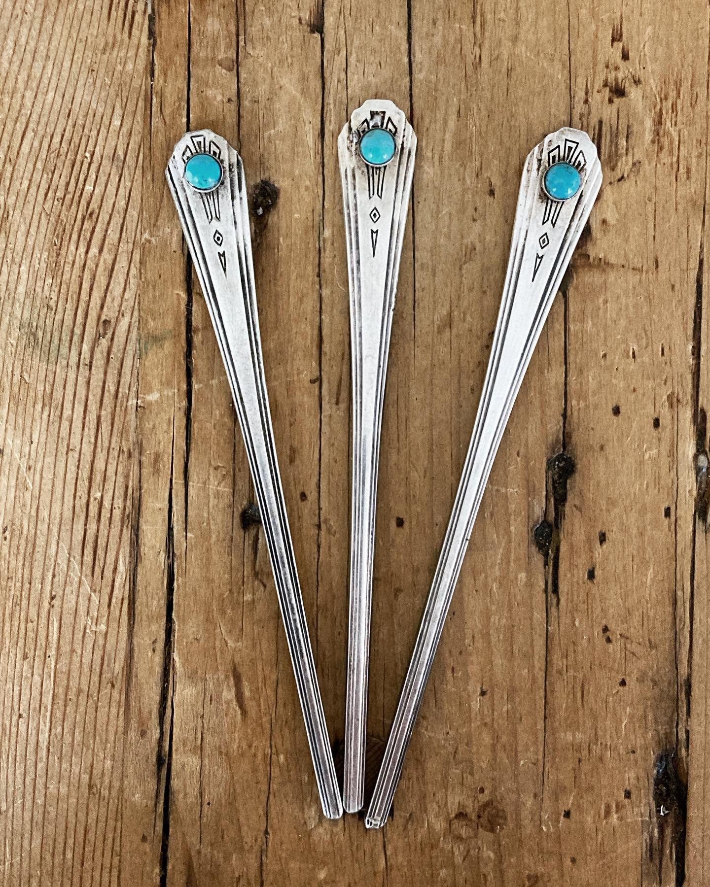 Vintage Sterling Silver Turquoise Hair Fork Native Style Handmade SS277 il_fullxfull.6073178826_2asb.jpg main image 4