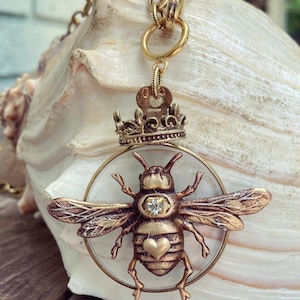 Bienenkönigin-Anhänger-Halskette, Bienen-Anhänger-Halskette, Honigbiene-Hummel-Anhänger-Halskette