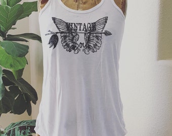 Vintage Soul Tank Top, Free Spirit Tank Top, Festival Tank Top, Wing Arrow Tank Top, Bohemian Boho Tank Top