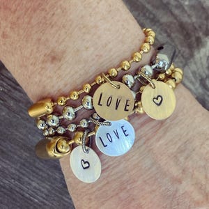 Stainless Steel Ball Chain Love Heart, Gold Silver Stainless Steel Ball Chain, Hand Stamped Love Heart Stainless Steel Ball Chain