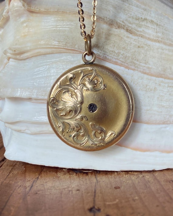 Antique Gold Filled Locket, Gold Filled Repousse L