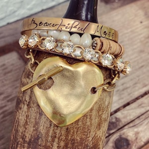 Gold Heart Link Toggle Bracelet, Gold Heart Toggle Bracelet, Gold Heart Bracelet, Good Heart Bracelet