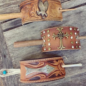 Leather Hair Accessories, Upcycled Hair Accessories, Leather Hair Clips, Hair Sticks